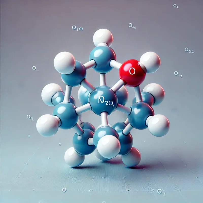 A detailed 3D molecular model of a nitrous oxide (N2O) molecule. The model should show two nitrogen atoms and one oxygen atom